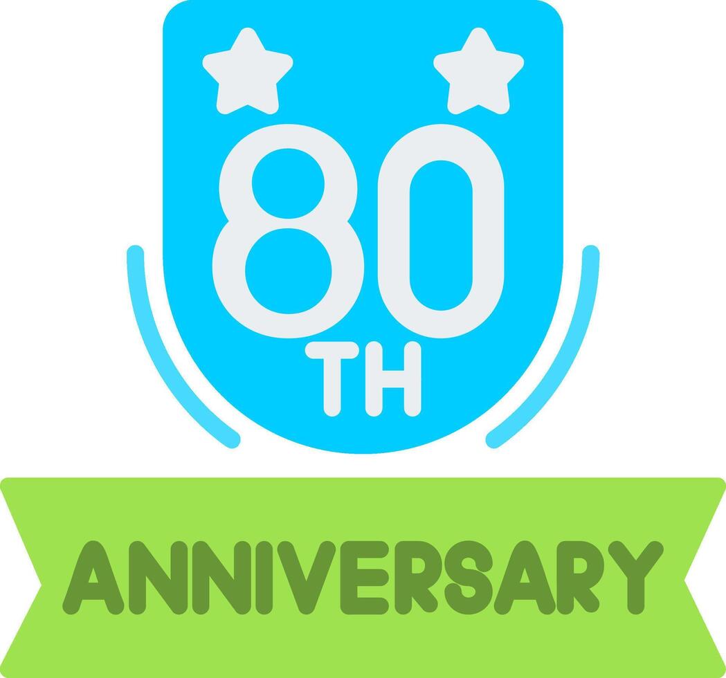 80th Anniversary Flat Icon vector