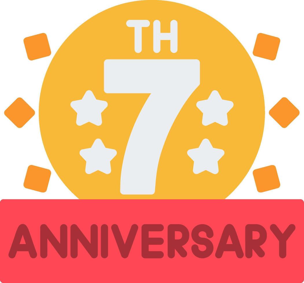 7th Anniversary Flat Icon vector