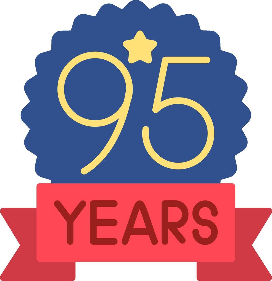 95 Anniversary Flat Icon vector