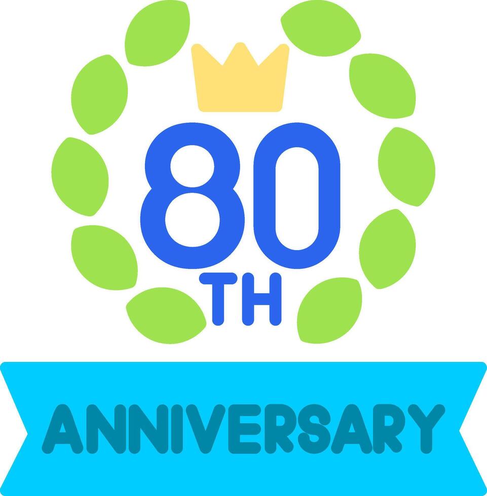 80th Anniversary Flat Icon vector