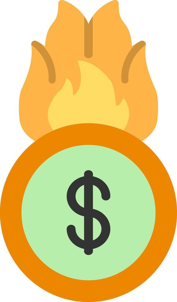 Burn Coin Flat Icon vector