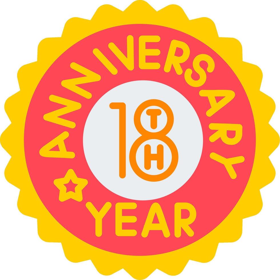 18th Anniversary Flat Icon vector