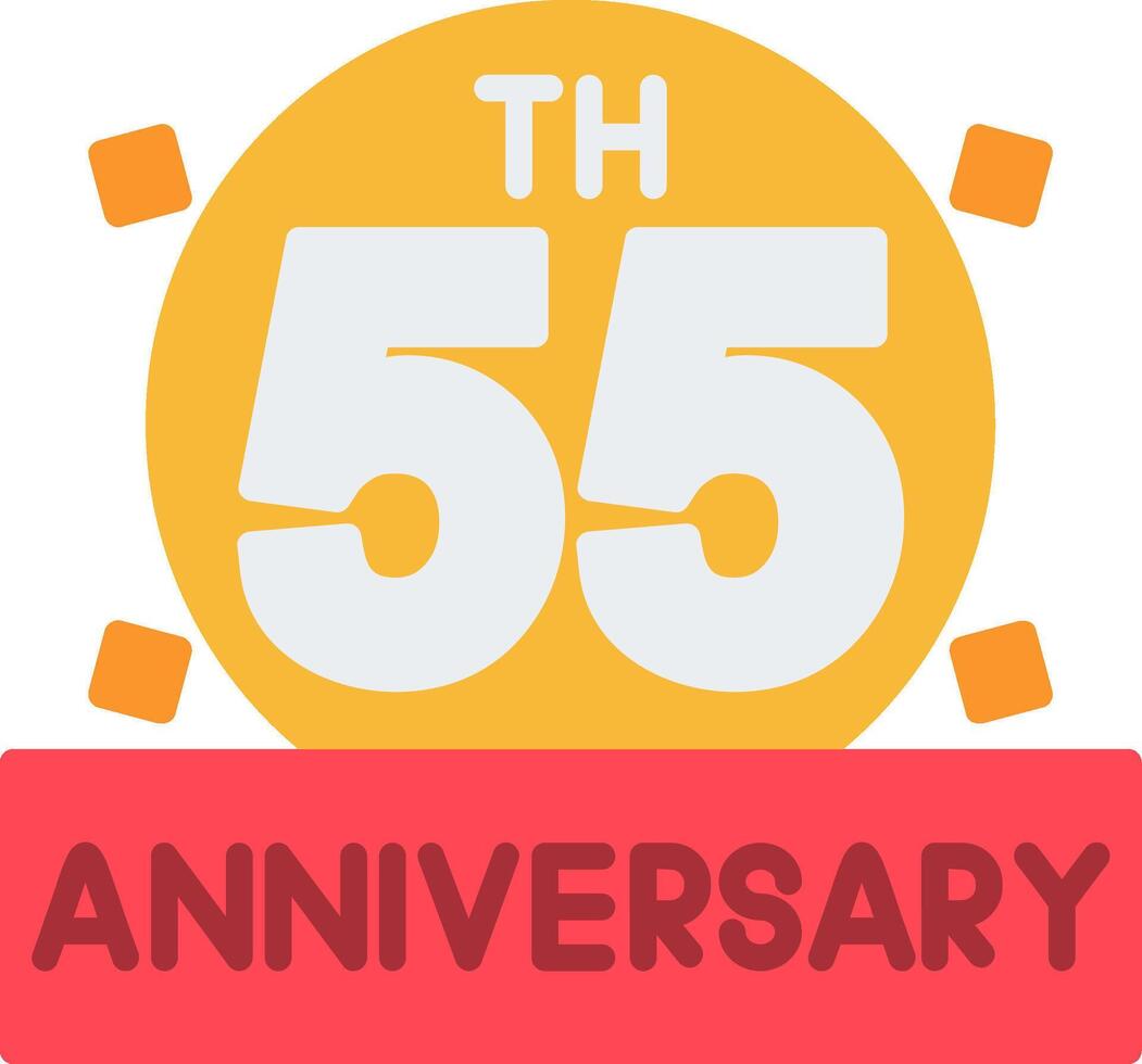 55th Anniversary Flat Icon vector