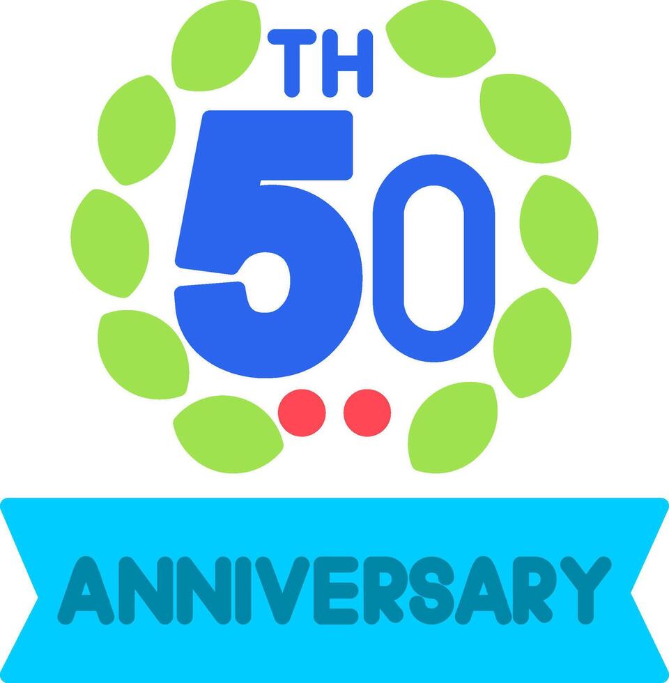 50th Anniversary Flat Icon vector