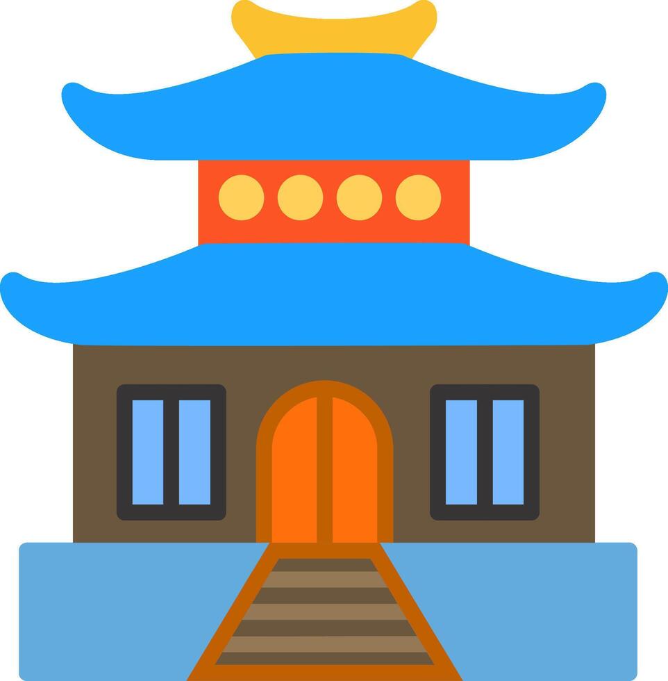 Chinese Temple Flat Icon vector