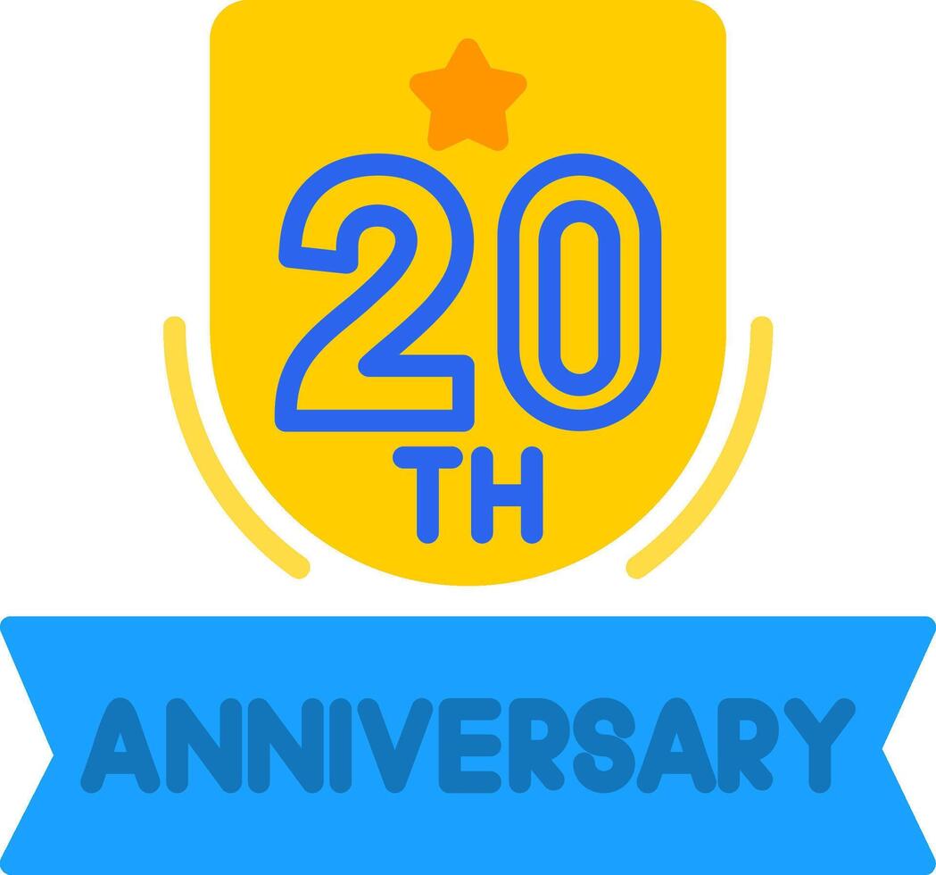 20th Anniversary Flat Icon vector
