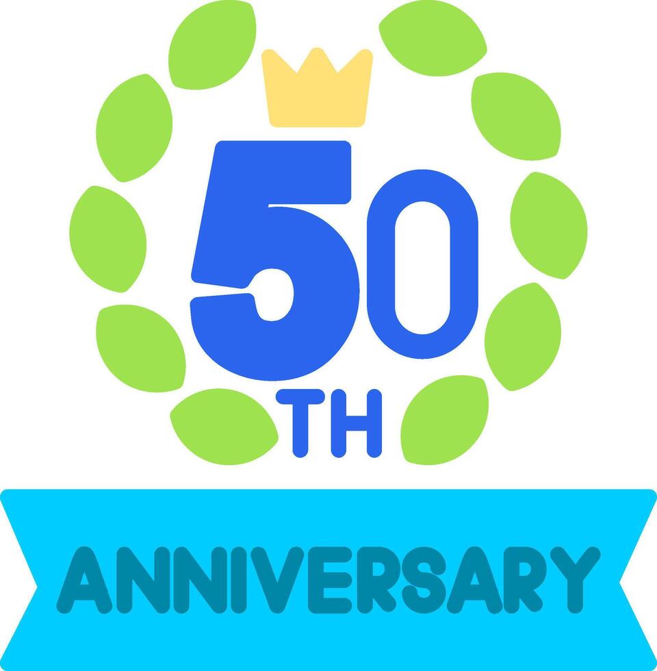 50th Anniversary Flat Icon vector