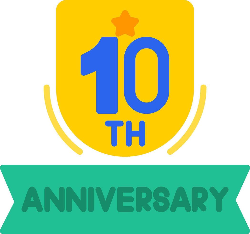 10th Anniversary Flat Icon vector
