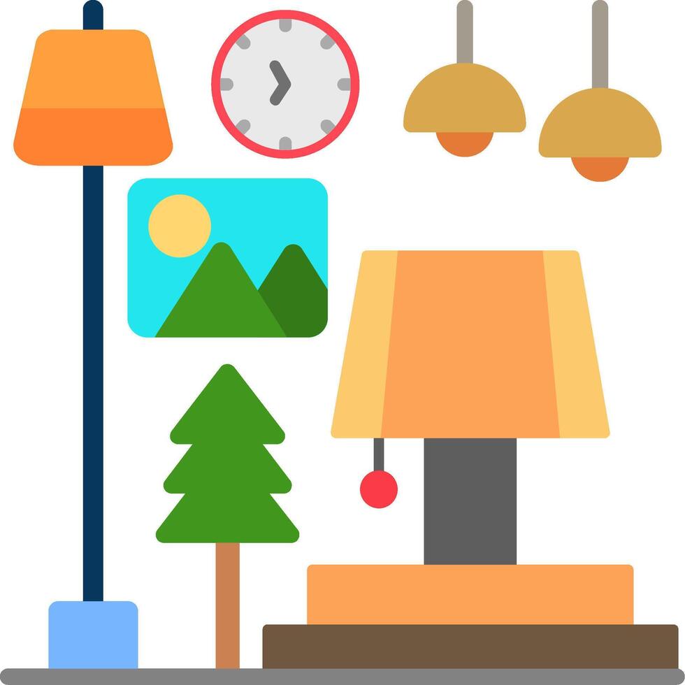 Floor Lamp Flat Icon vector