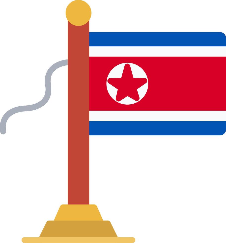 North Korea Flag Flat Icon vector