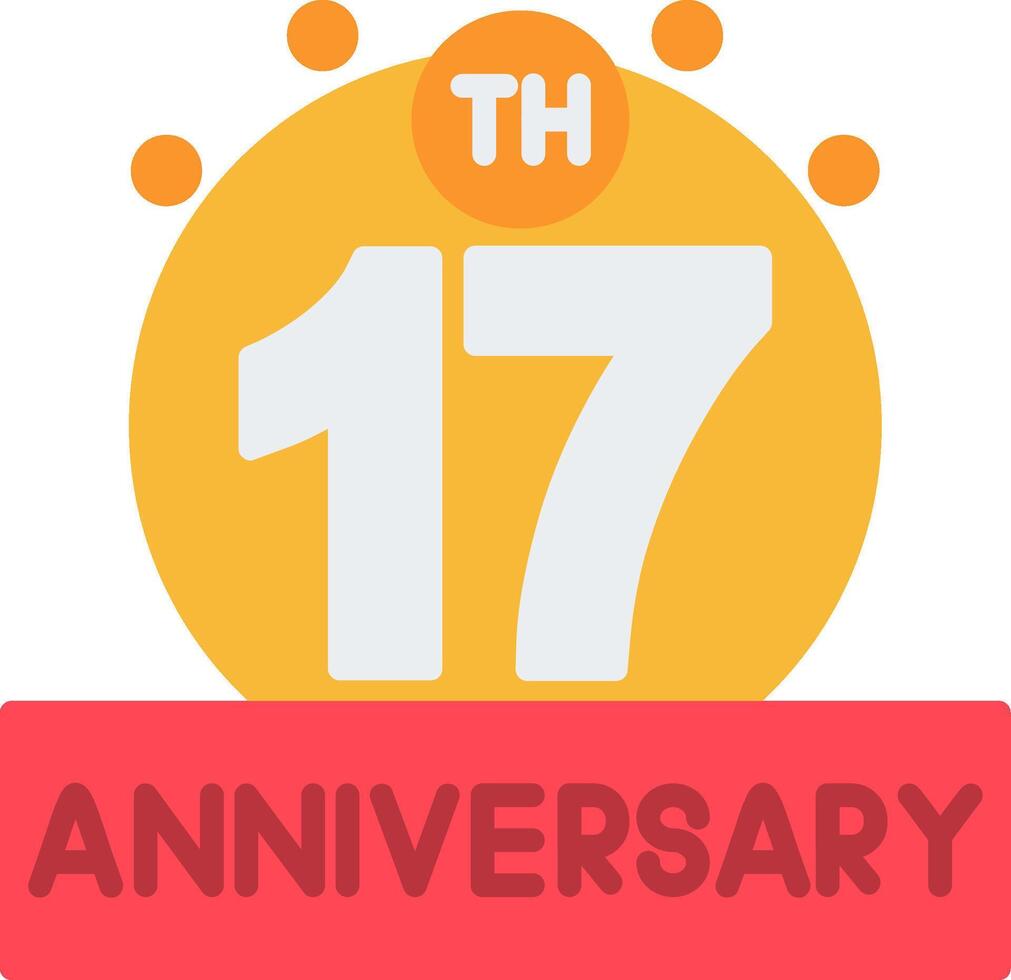 17th Anniversary Flat Icon vector