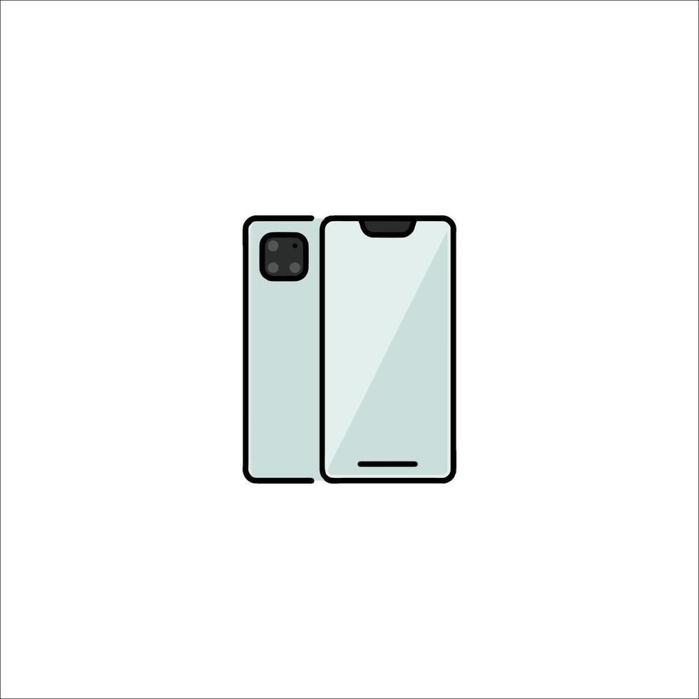 A smartphone with a white background and a black screen vector
