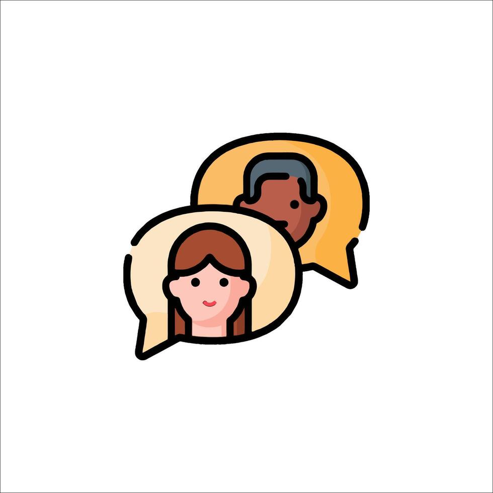 Two people talking in speech bubbles with a woman and man vector