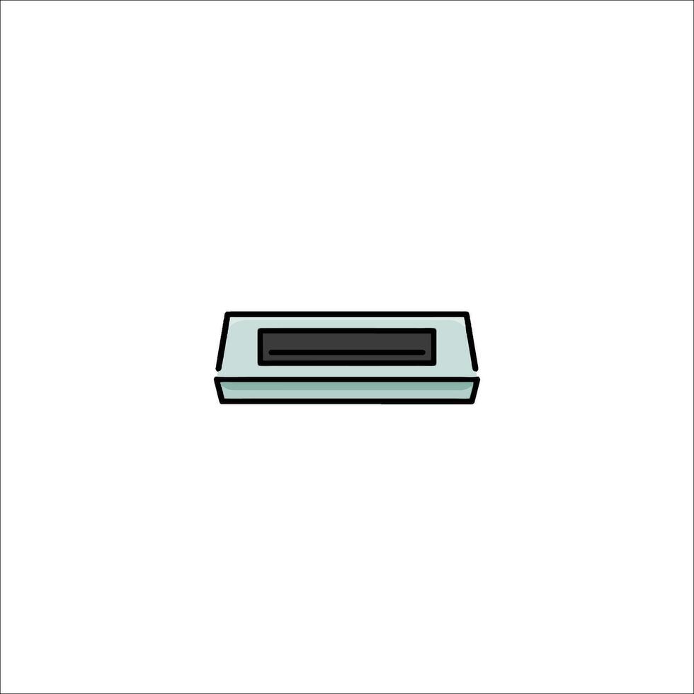 A black and white drawing of a rectangular box vector
