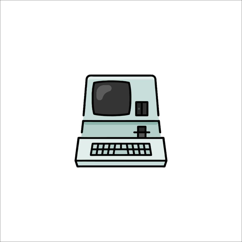 An old computer on a white background vector