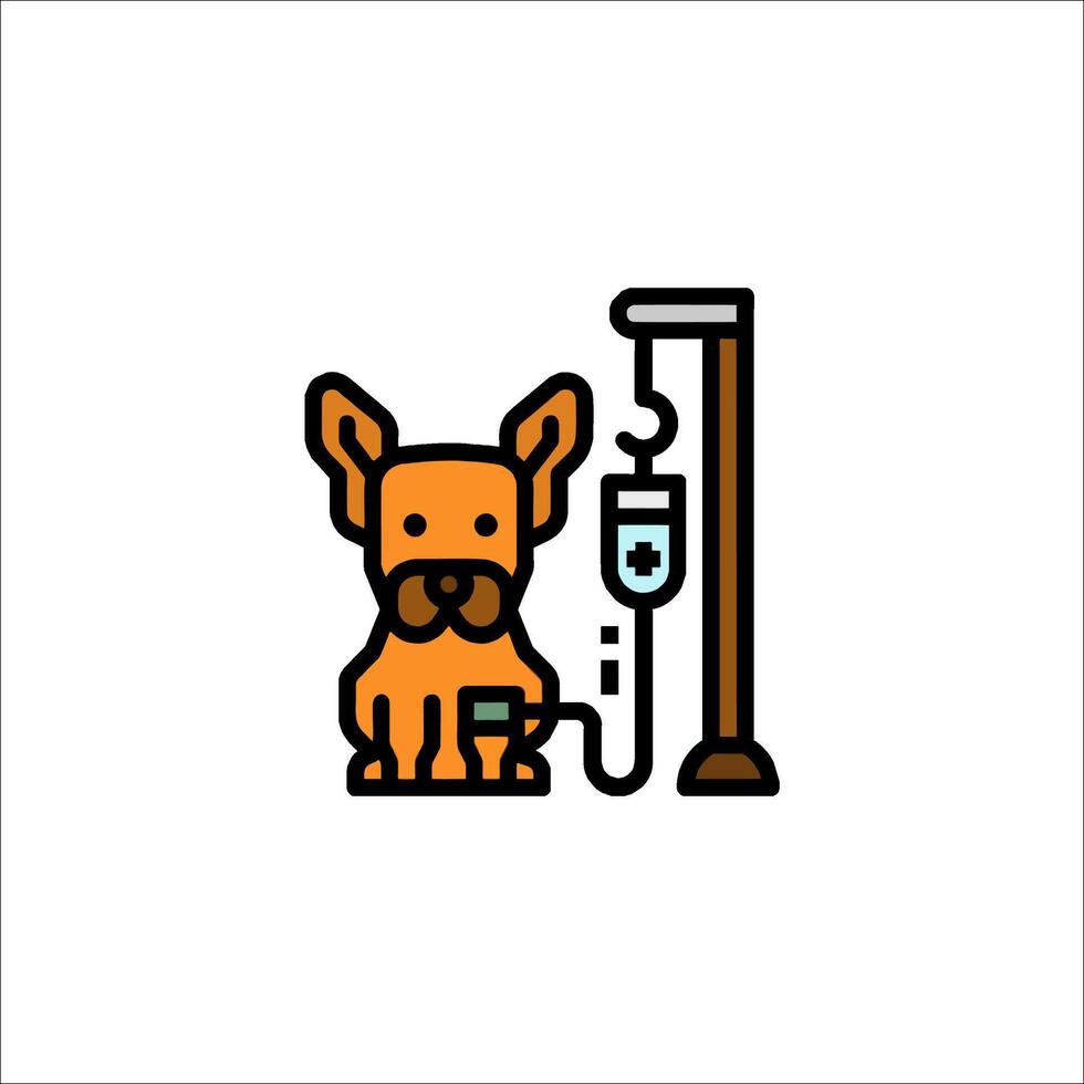 A dog is sitting in front of a drip machine vector
