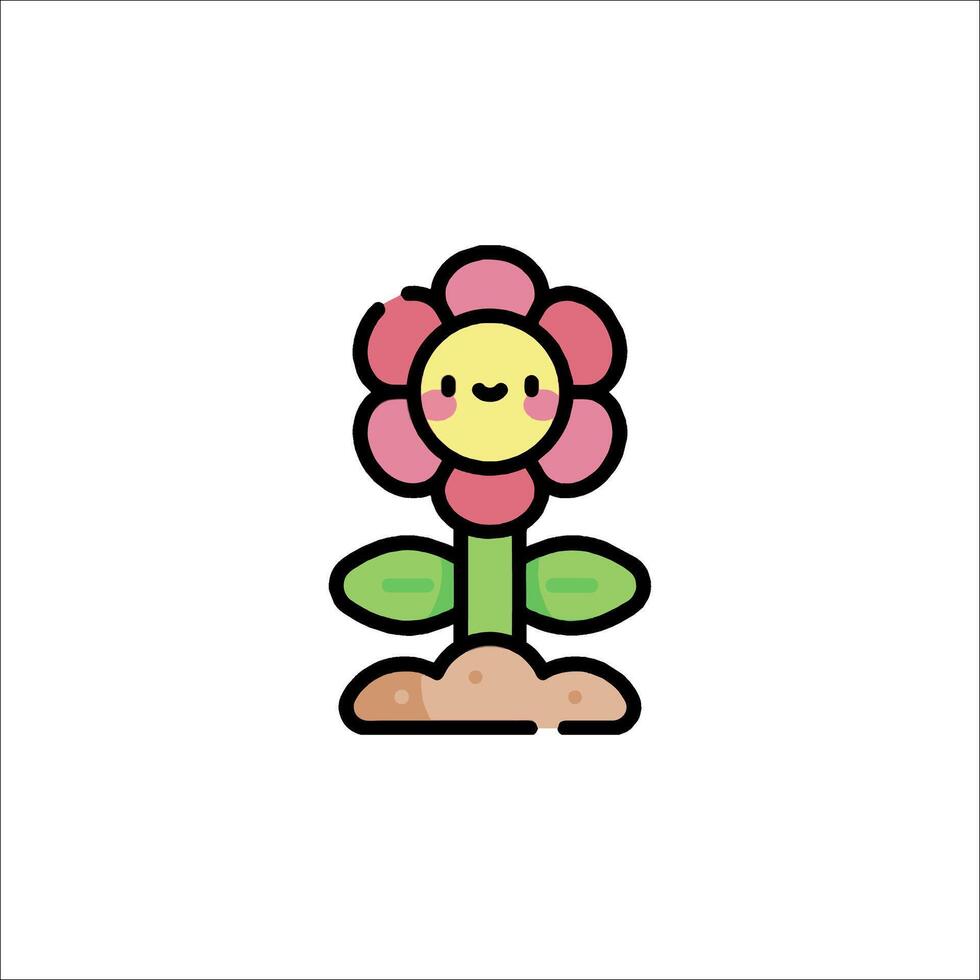 A cute little flower with a smiley face vector