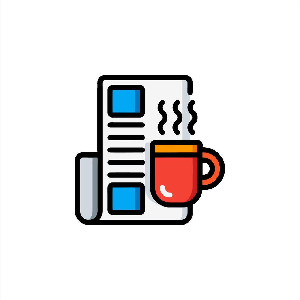 Coffee and newspaper icon illustration vector