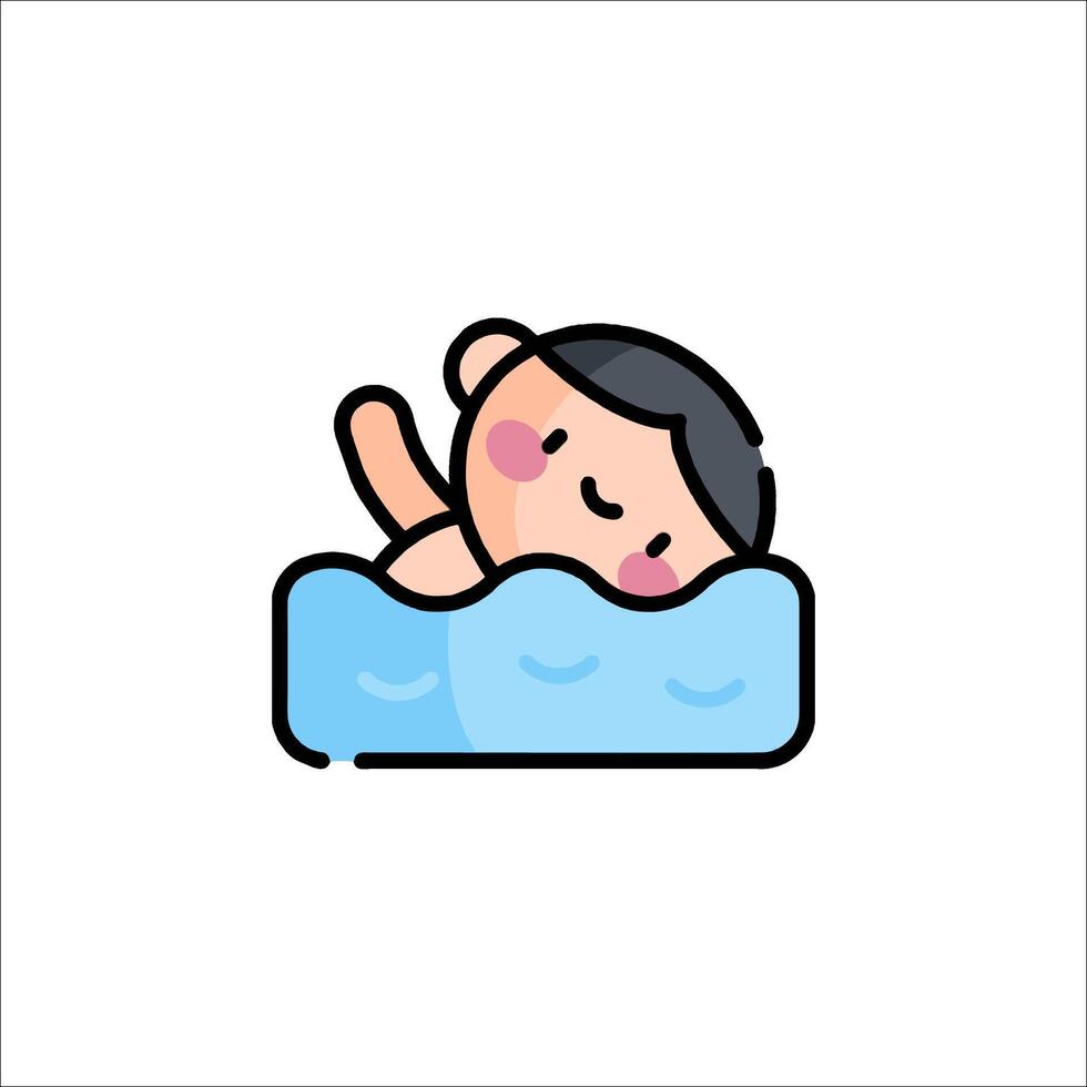 A cartoon boy in the bathtub with his head up vector