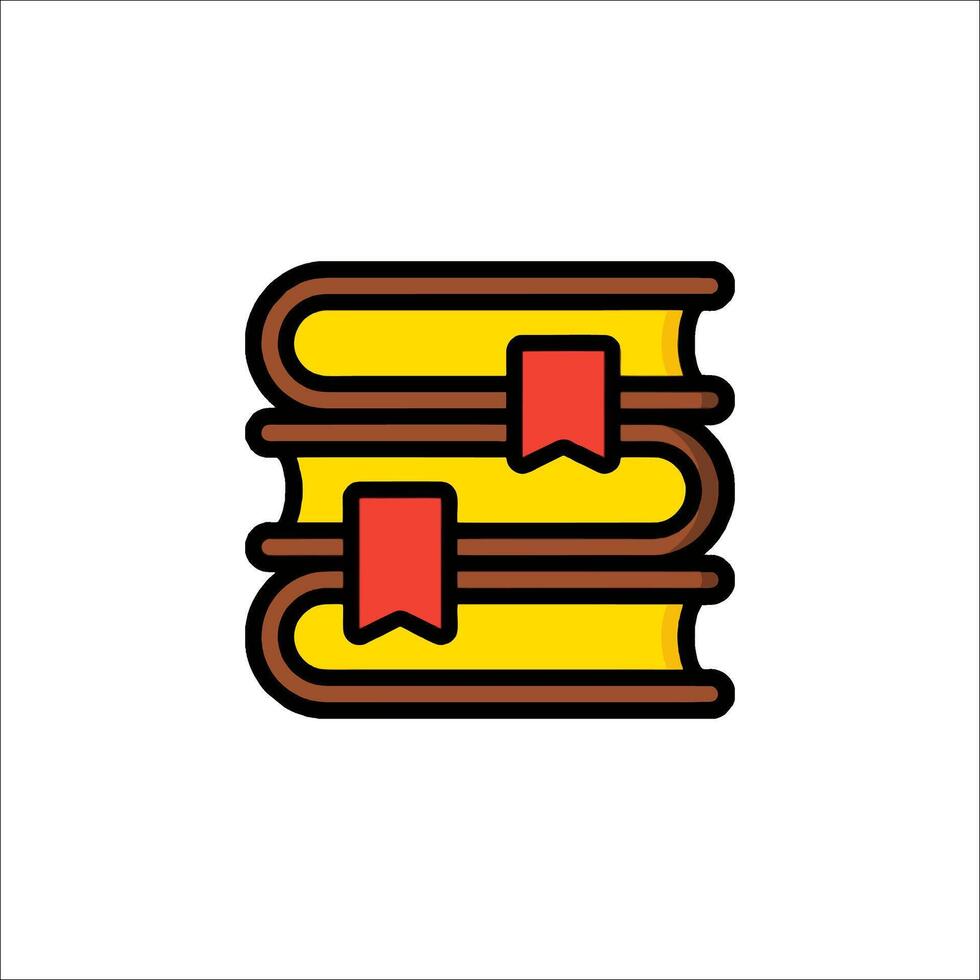 A stack of books icon with a red ribbon vector