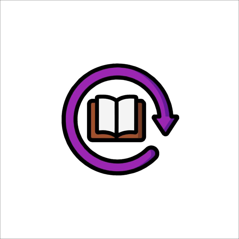 A book in a circle with a purple arrow vector