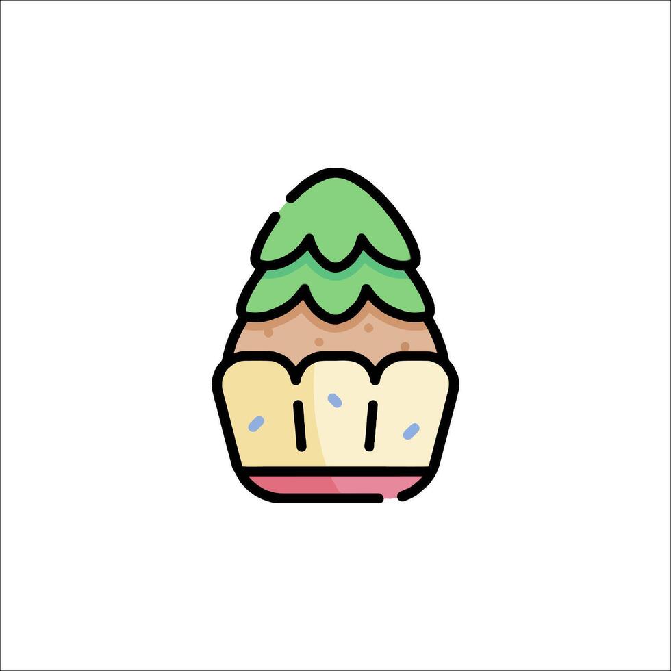 A cupcake with a tree on top vector