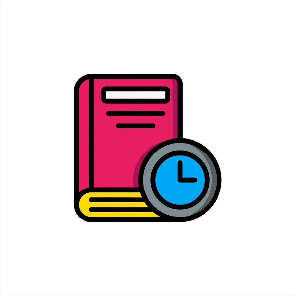 A clock and book icon on a white background vector