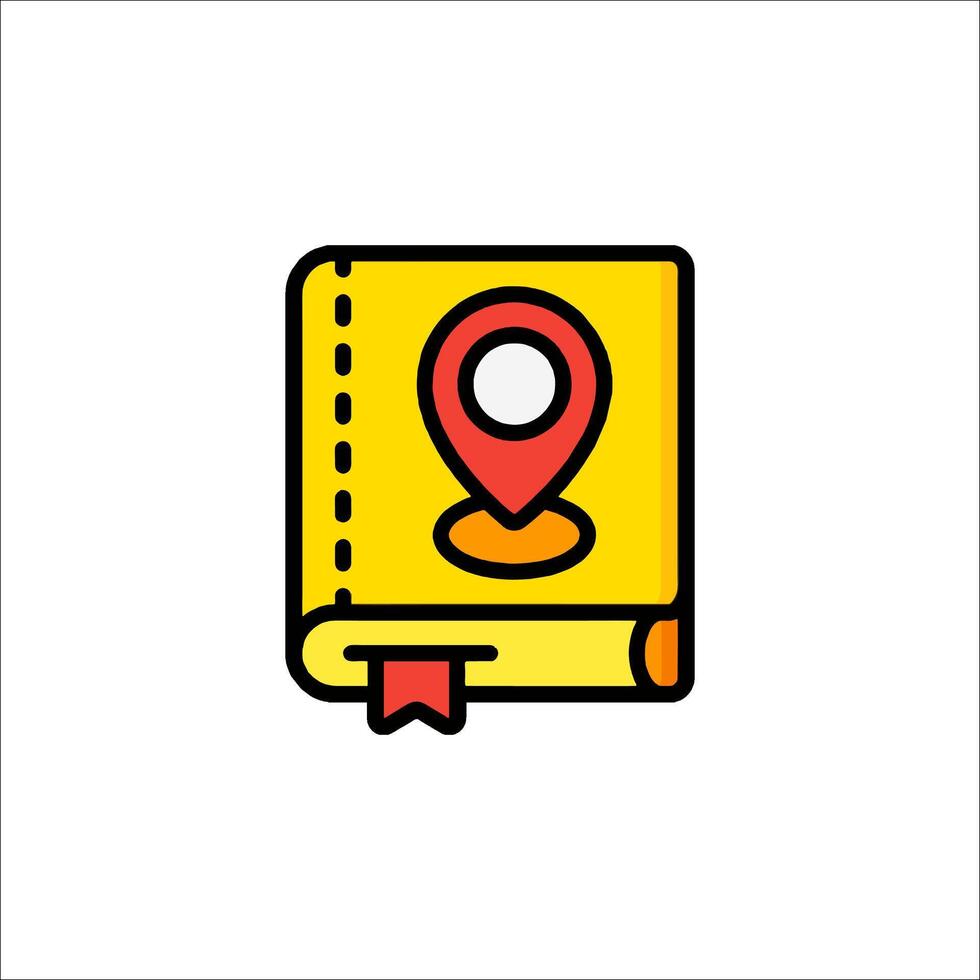 A map pin icon on a book vector