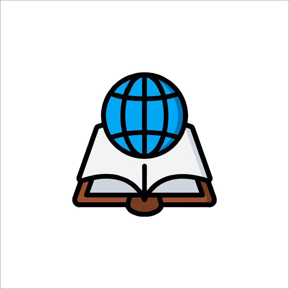 An open book with a globe on top vector