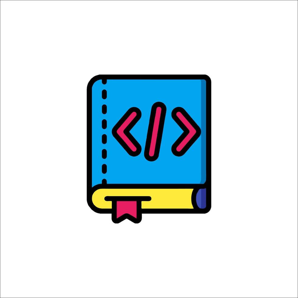 A book with a code symbol on it vector