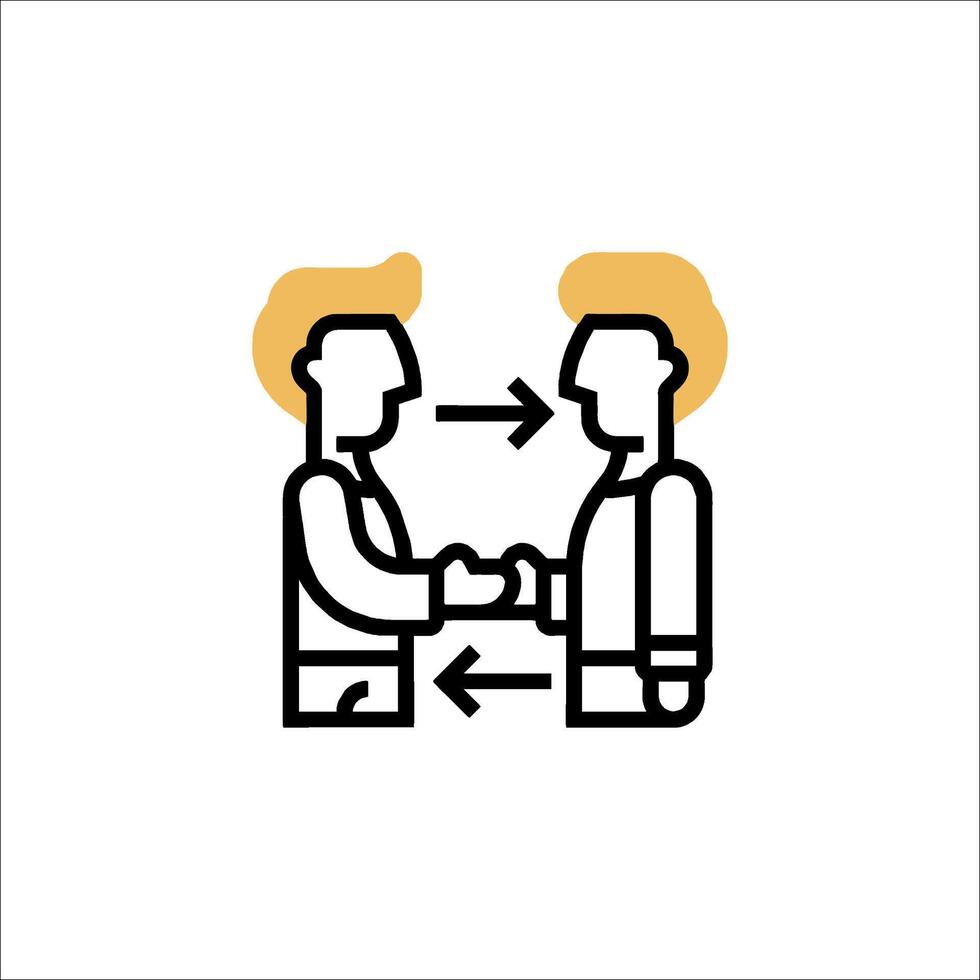 Two people shaking hands with a line icon vector