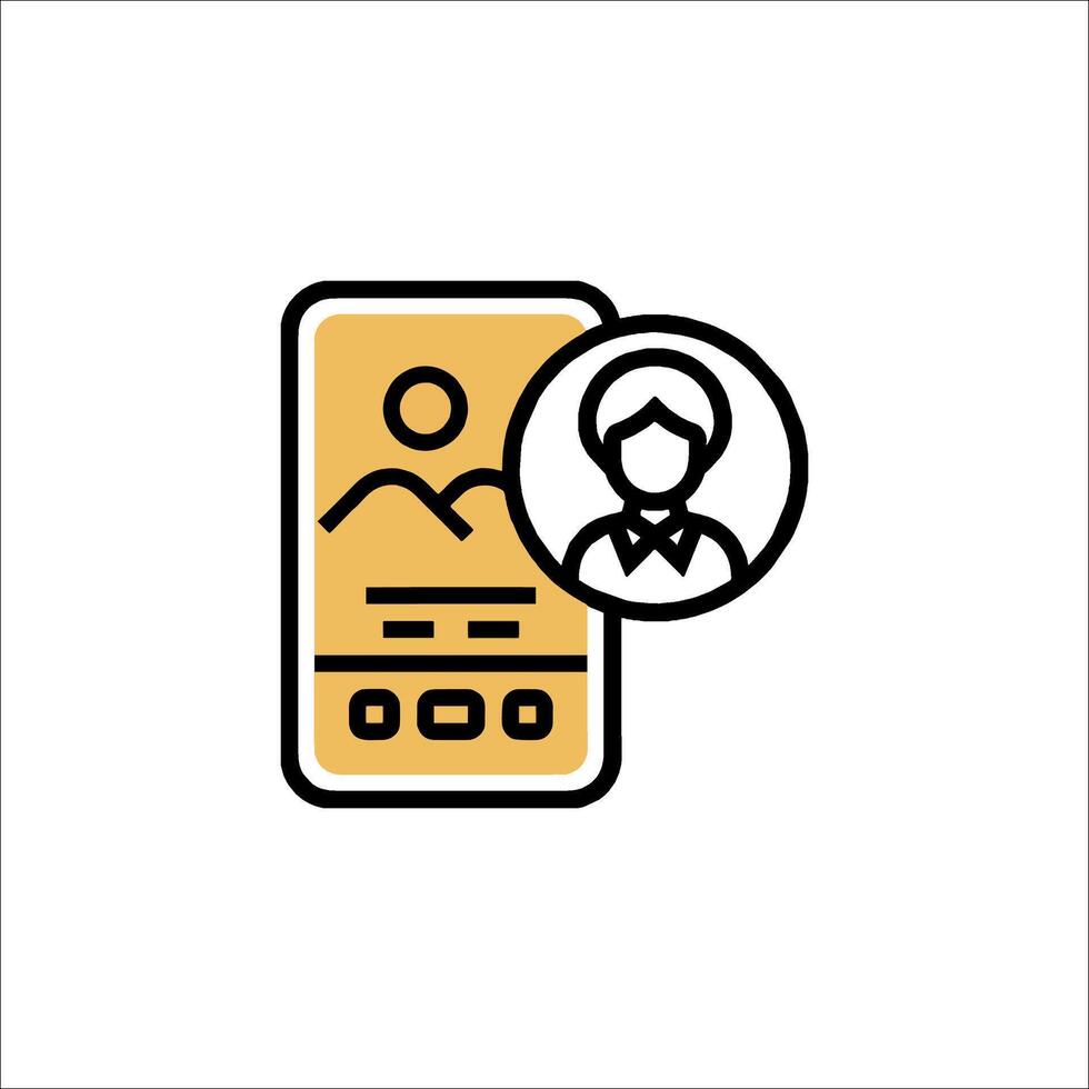 A phone with a person on it and a person in the background vector