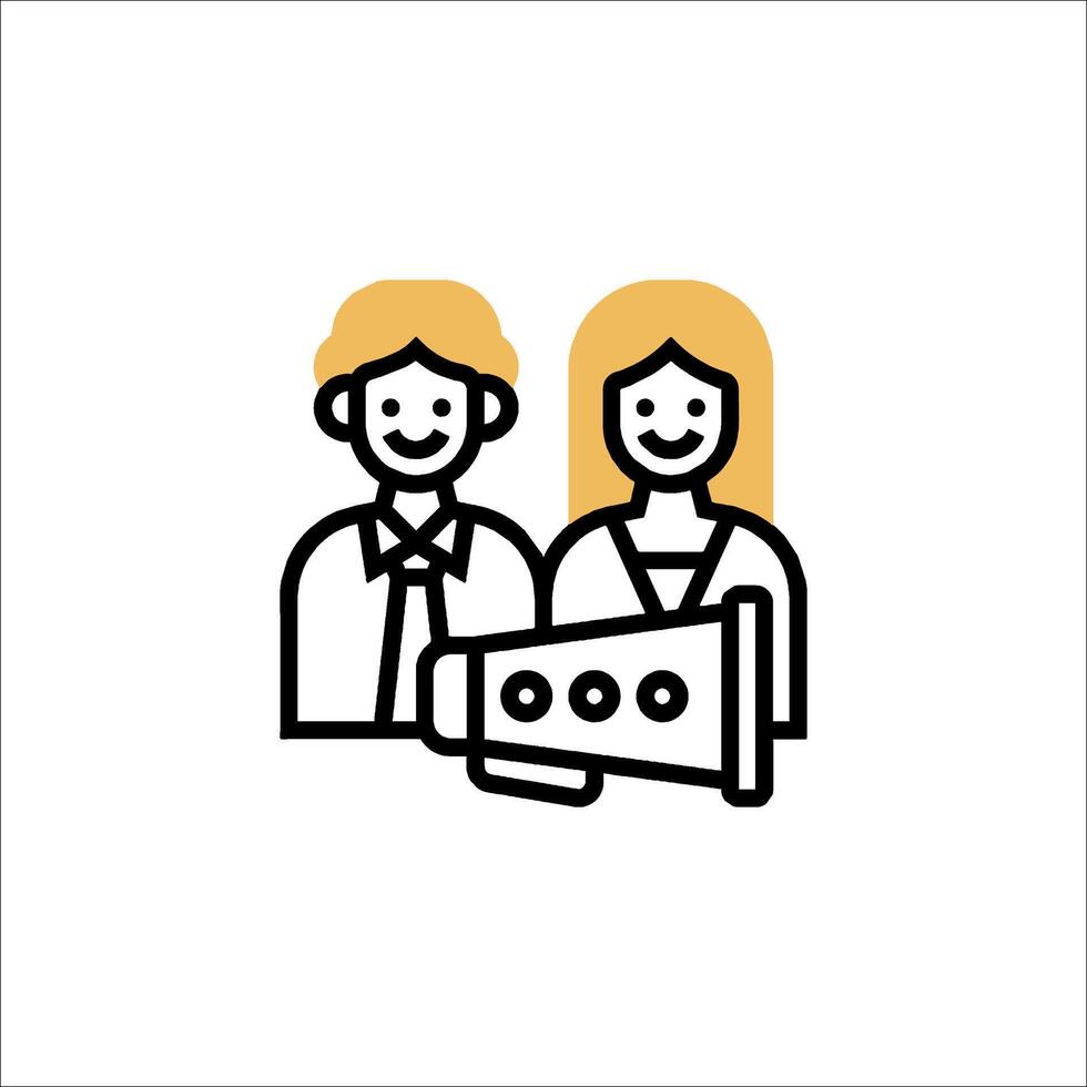 A couple holding a megaphone icon vector
