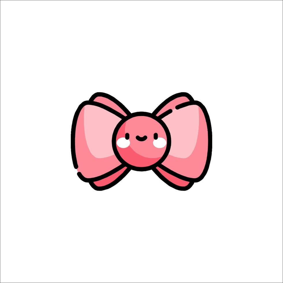 A pink bow with a smiley face on it vector
