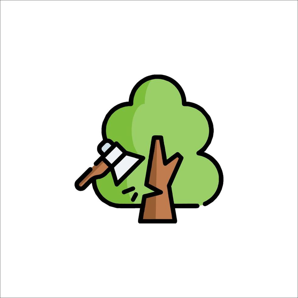 Tree cutting icon illustration vector