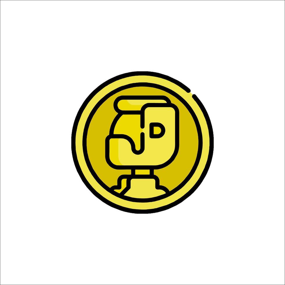 A yellow coin with a man's head on it vector