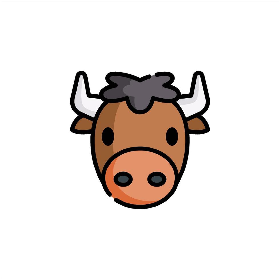 A cartoon bull head with horns on a white background vector