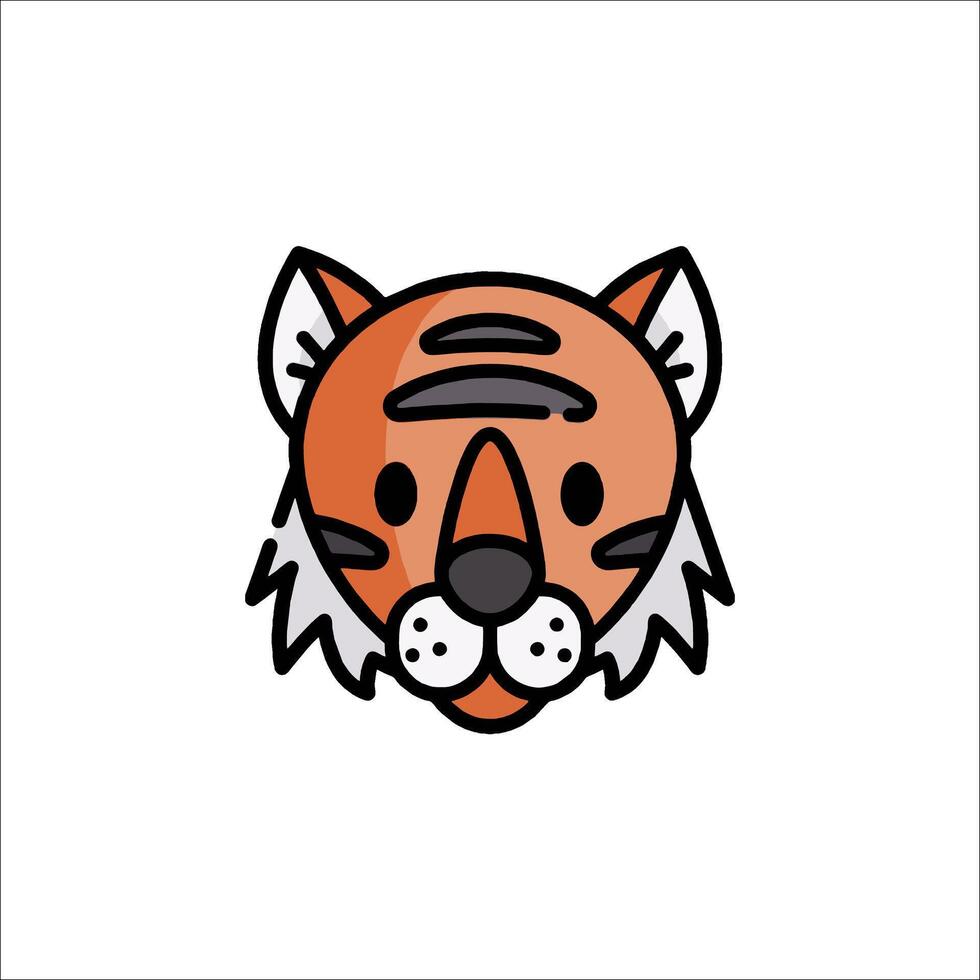 A tiger head icon in a flat style vector