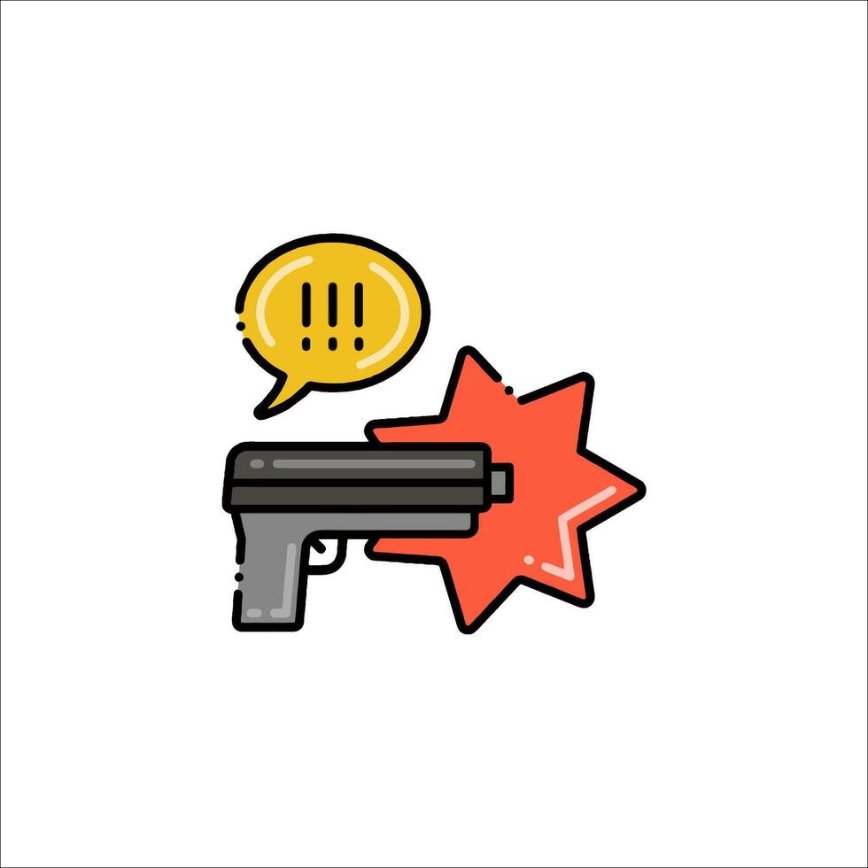 A gun with a speech bubble and a star vector