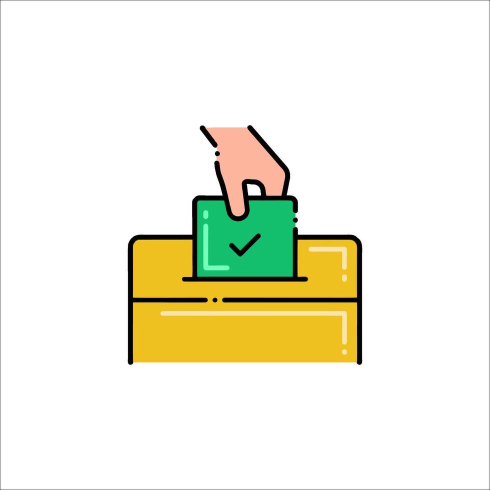 A hand putting a check mark in a box vector