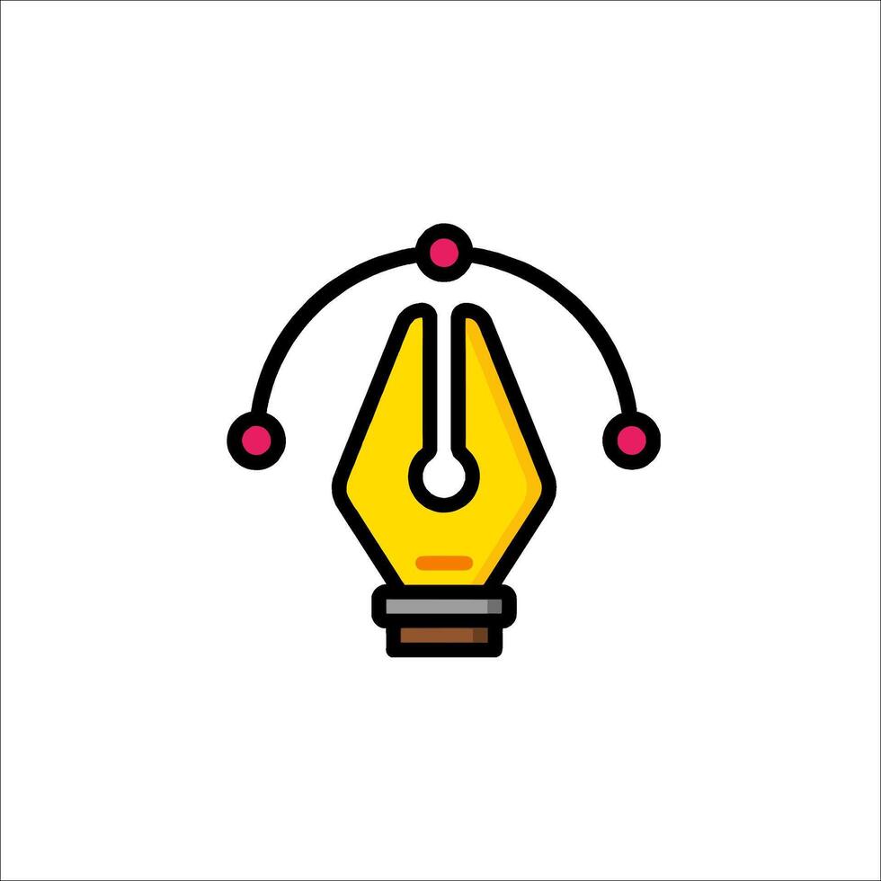 A pen and ink icon with a line connecting it vector