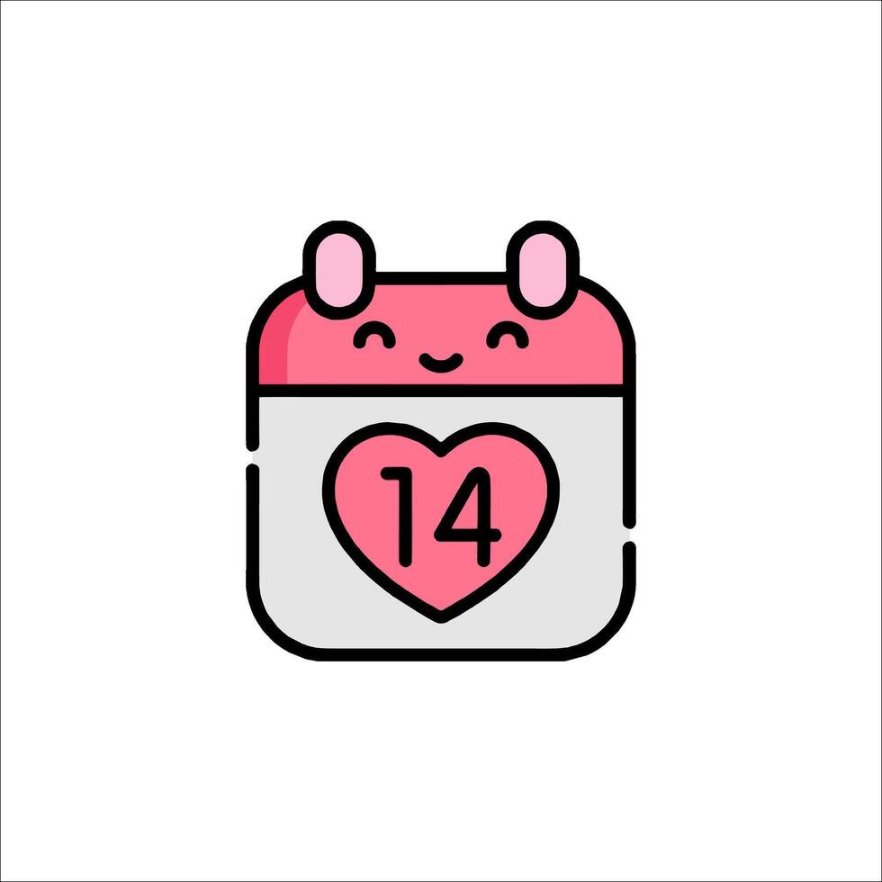 A calendar with a heart on it and the date 14 vector