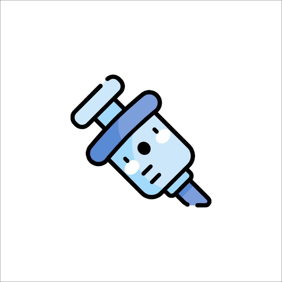A cartoon character holding an injection syringe vector