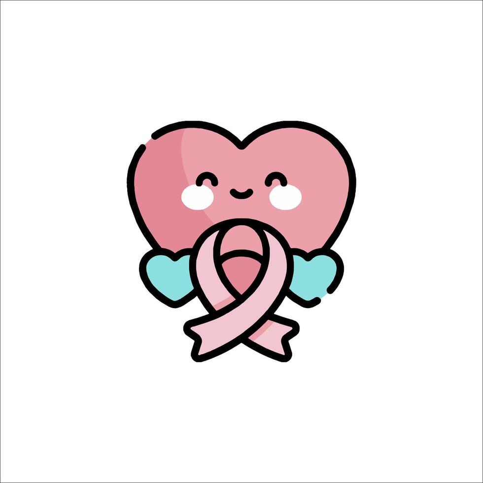 A cute pink heart with a ribbon around it vector