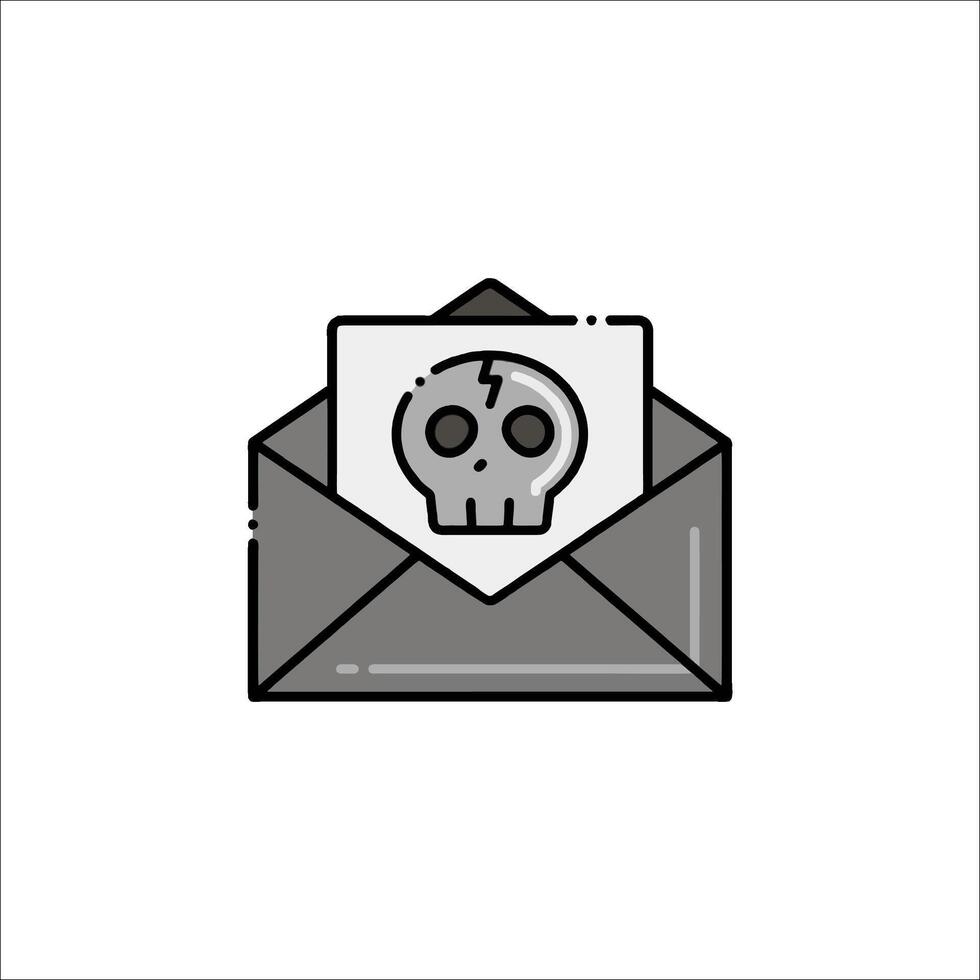 An envelope with a skull inside it vector