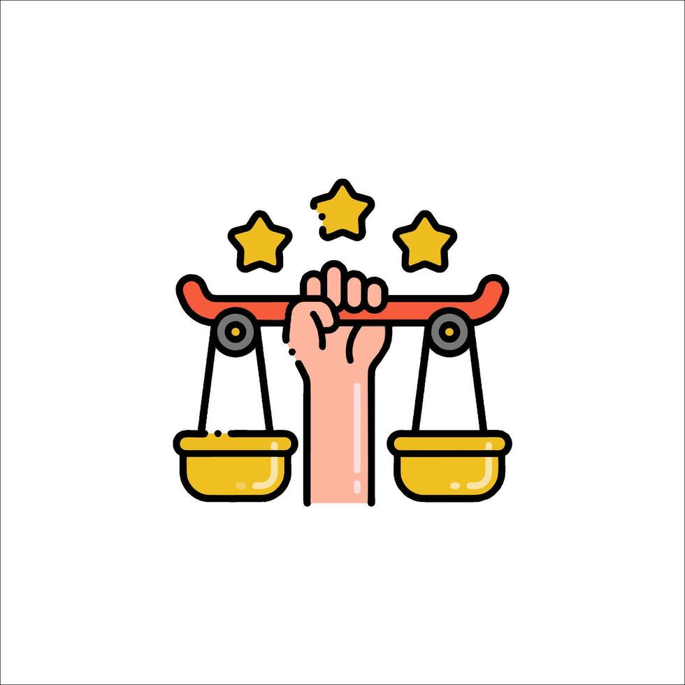 A hand holding a scale with five stars on it vector