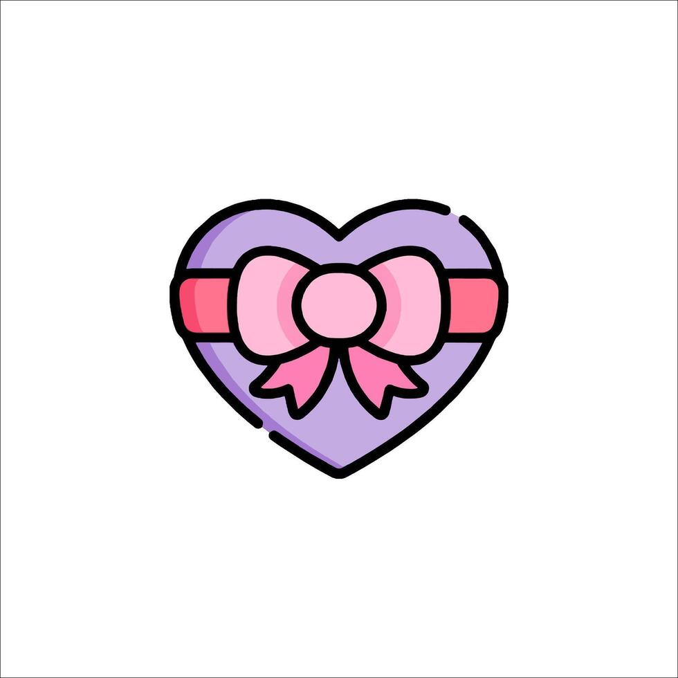 A heart shaped box with a bow on it vector