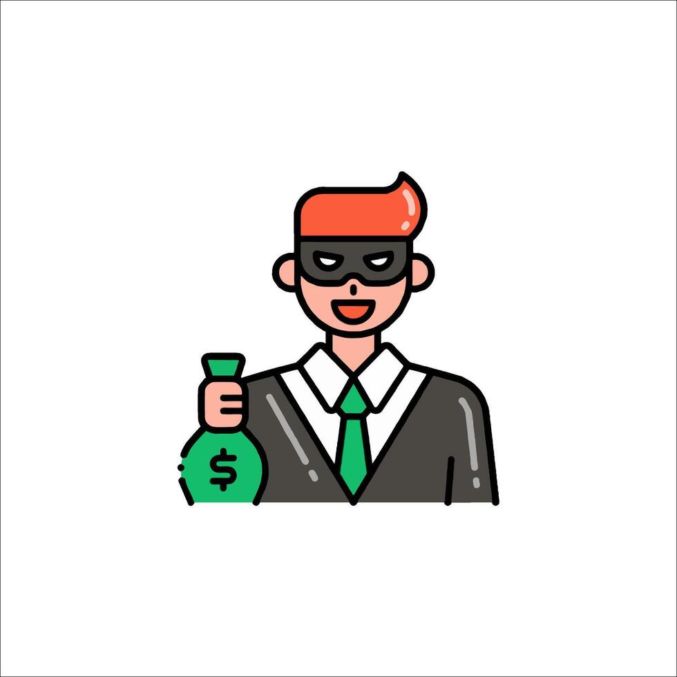 A man in a mask holding a bag with money vector
