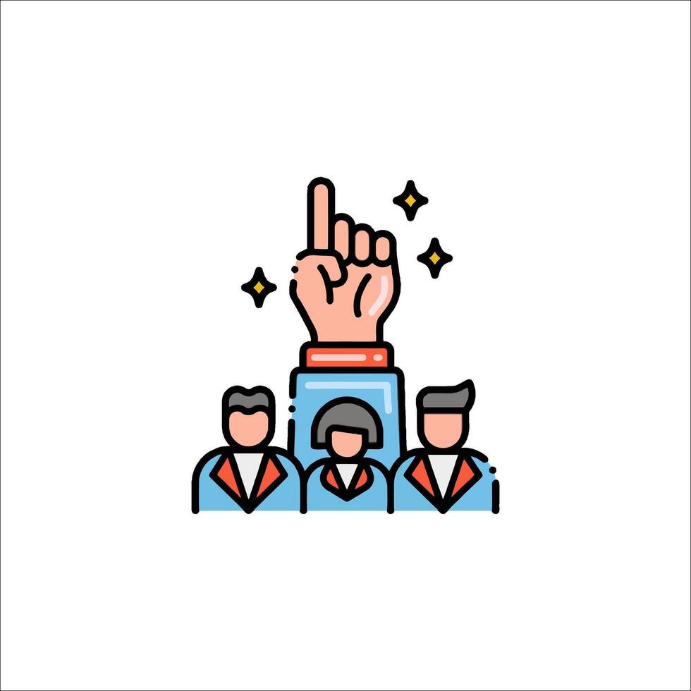 A group of people with their hands up in the air vector