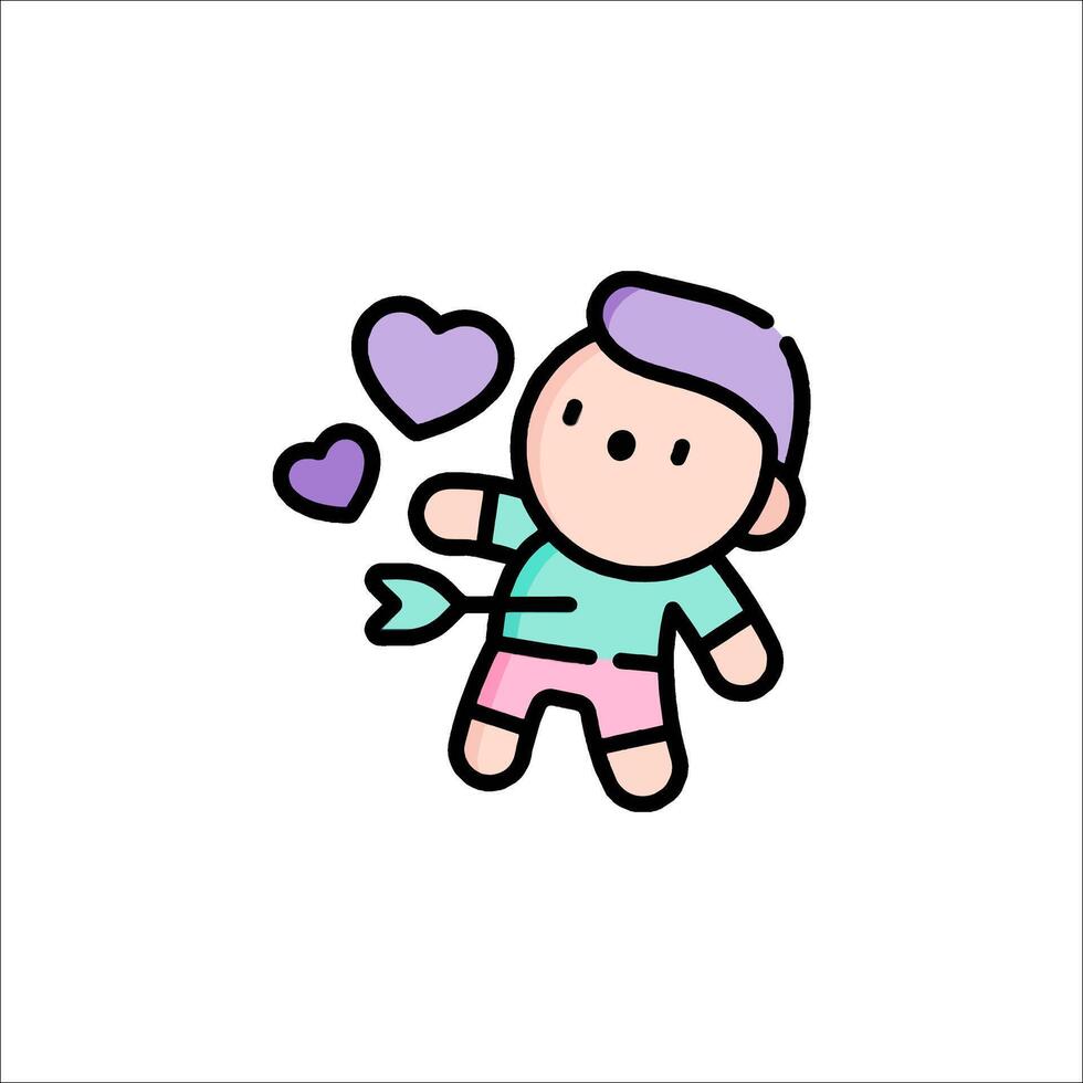 A cartoon character holding a heart and a bow vector